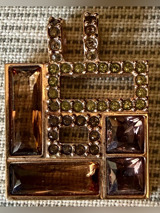 Swarovski Jewelry - $25 Swarovski Geometric Rose Goldtone Pendant Brown Olive Amber color faceted